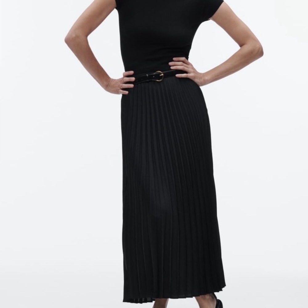 Zara Black Pleated Maxi Skirt
